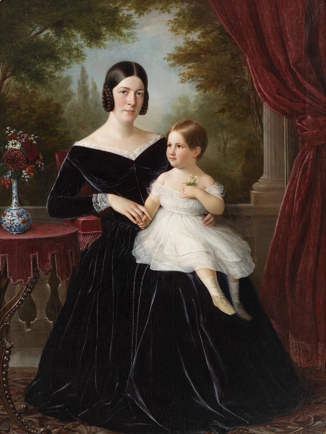 Ritratto di donna seduta con la figlia